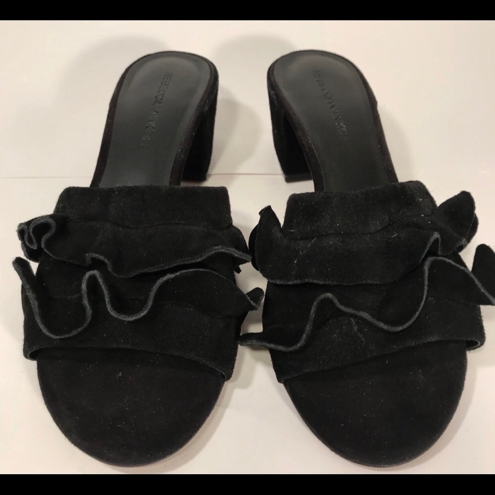 Rebecca Minkoff suede ruffles slides. Sz 8